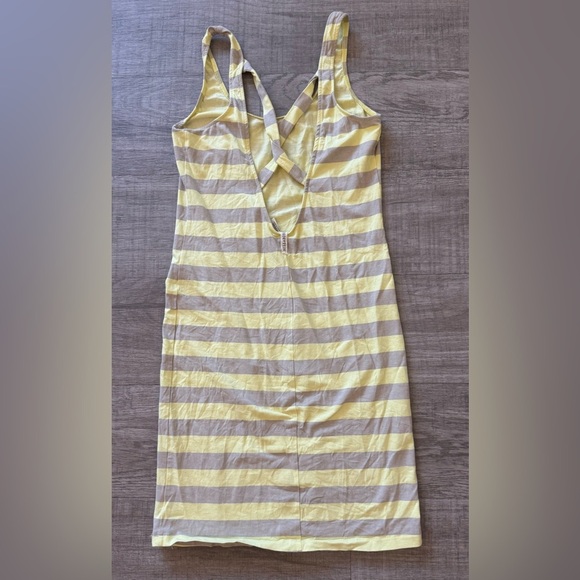 90’s Billabong Yellow and Gray Mini Pencil Striped Dress Size M - Picture 2 of 7
